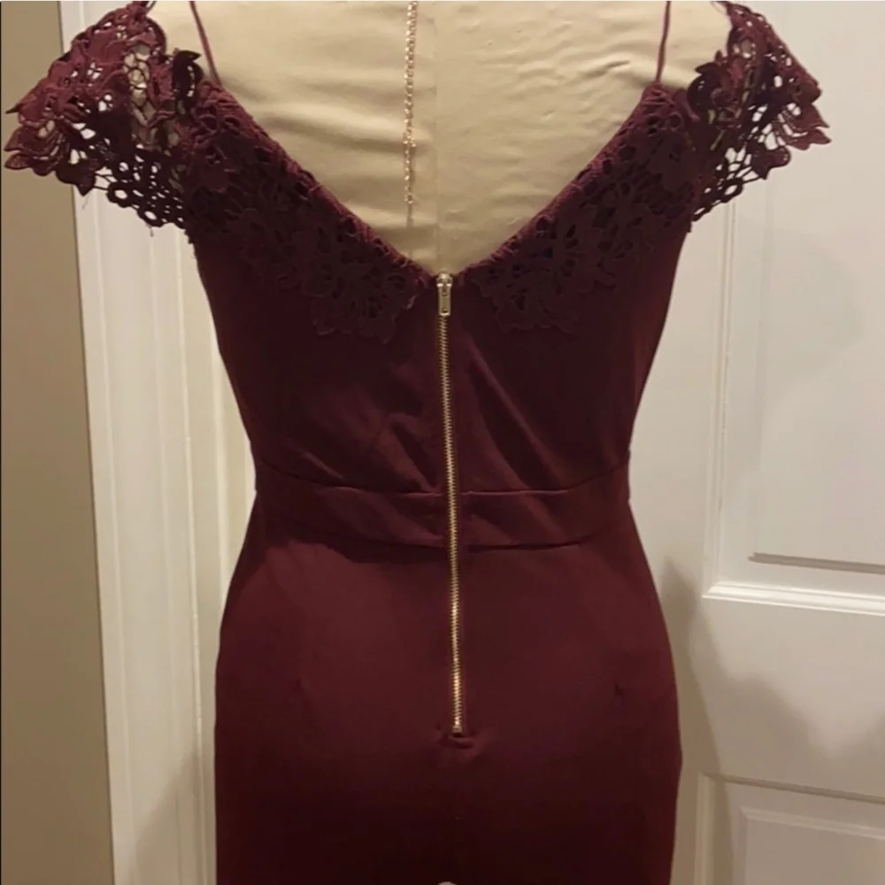 Iris Deep Burgundy Lace Jumpsuit - Picture 3 of 5